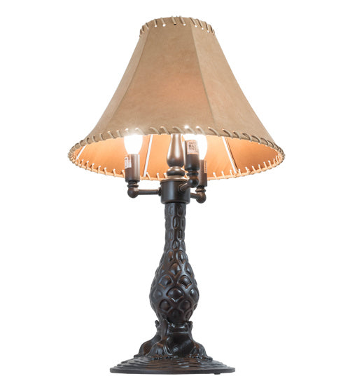 Meyda Tiffany Lighting 225854 Roseborder Three Light Table Lamp Lamp Bronze / Dark