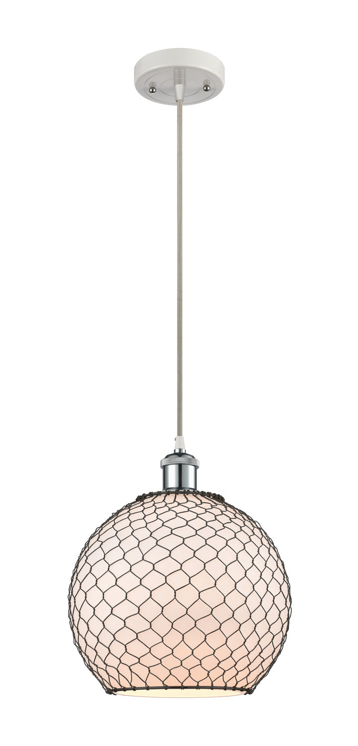 Innovations Ballston 516-1P-WPC-G121-10CBK Pendant Light - White and Polished Chrome