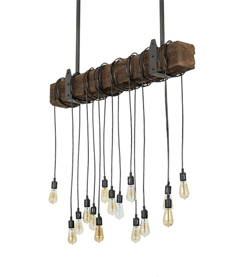 Meyda Tiffany Wood Beam 198209 Pendant Light - Natural Wood, Wrought Iron