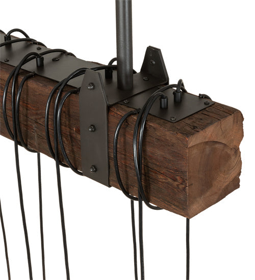 Meyda Tiffany Wood Beam 198209 Pendant Light - Natural Wood, Wrought Iron