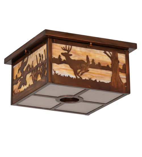 Meyda Tiffany Deer At Lake 224116 Ceiling Light - Vintage Copper