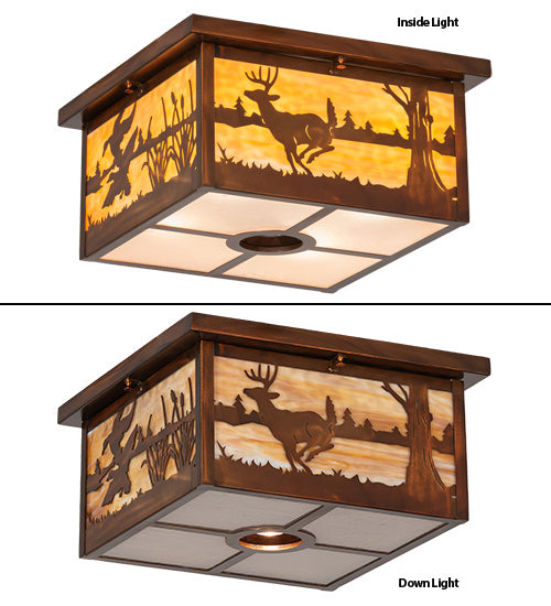 Meyda Tiffany Deer At Lake 224116 Ceiling Light - Vintage Copper
