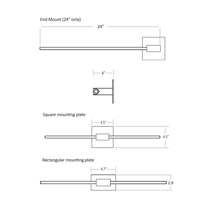Koncept Z-Bar ZBW-24-4-EM-SW-BNI Wall Sconce Light - Brushed Nickel