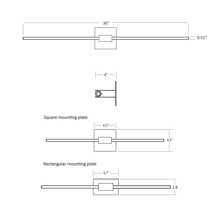 Koncept Z-Bar ZBW-36-4-CM-SW-BNI Wall Sconce Light - Brushed Nickel