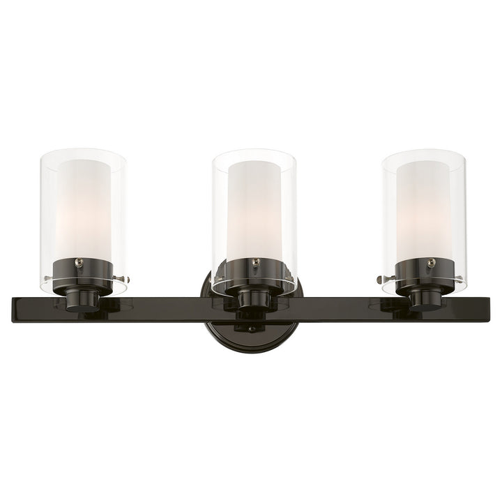 Livex Manhattan 1543-46 Bath Vanity Light 23 in. wide - Black Chrome w/ Polished Chromes