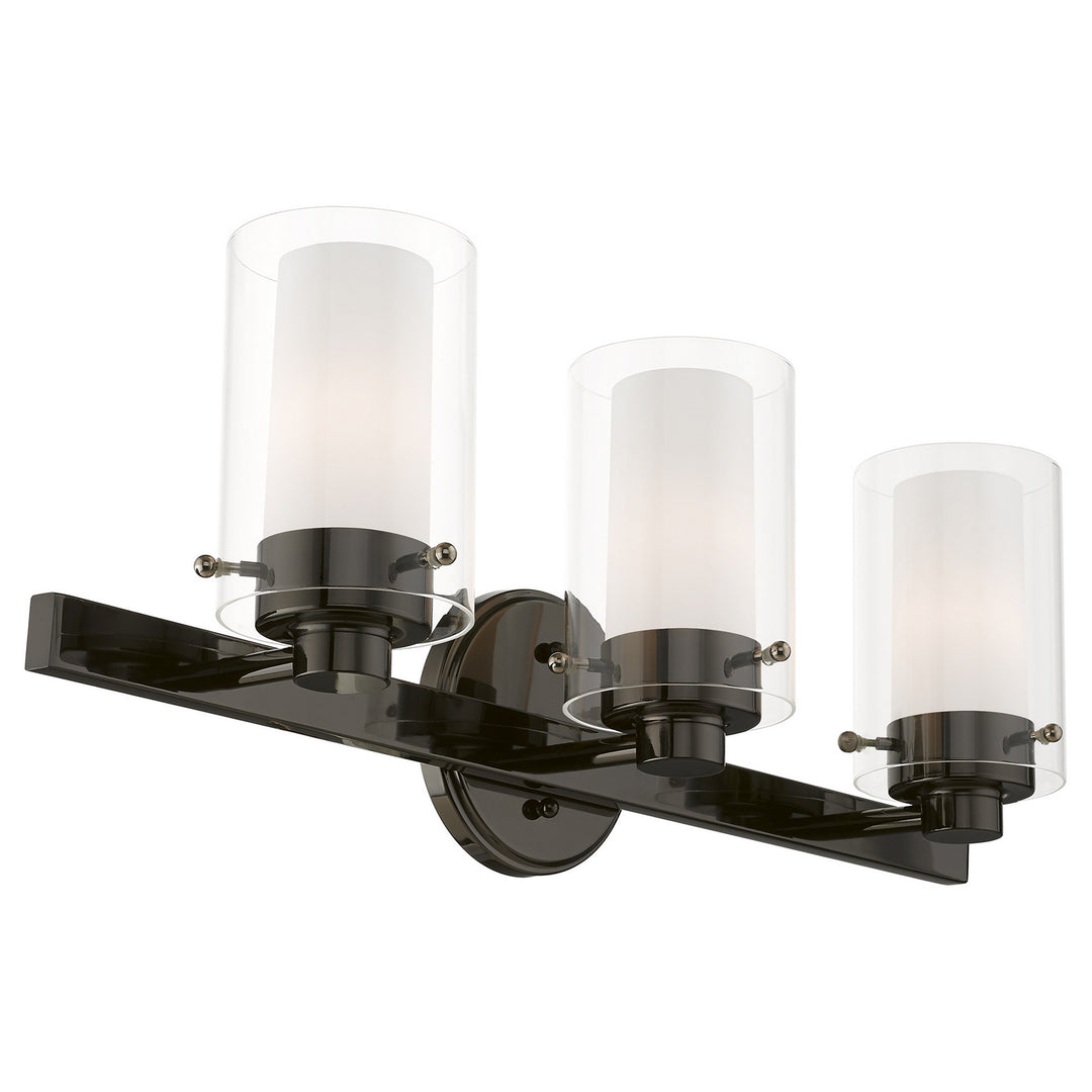 Livex Manhattan 1543-46 Bath Vanity Light 23 in. wide - Black Chrome w/ Polished Chromes