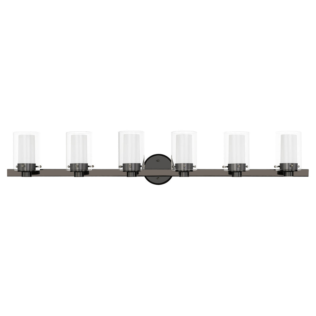 Livex Manhattan 15456-46 Bath Vanity Light 48 in. wide - Black Chrome w/ Polished Chromes