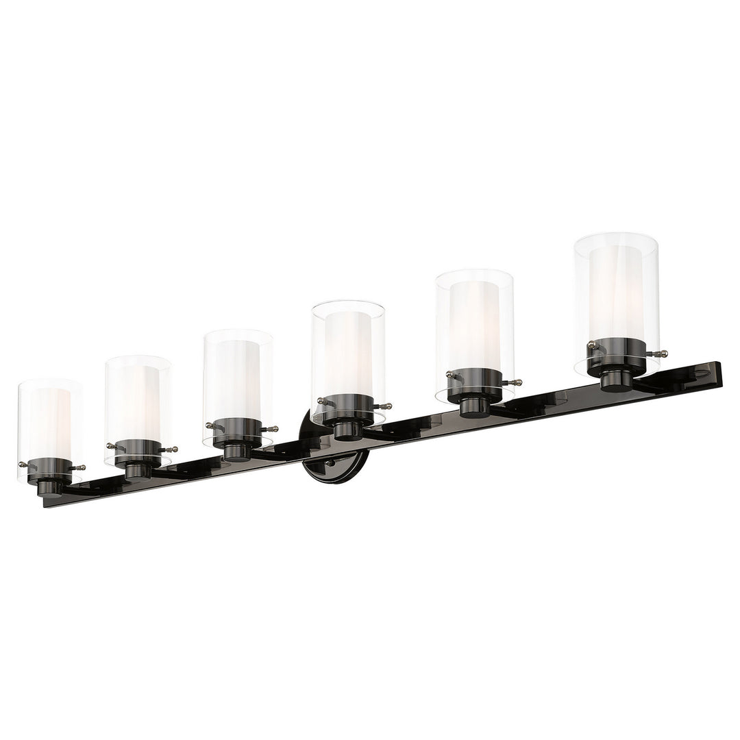 Livex Manhattan 15456-46 Bath Vanity Light 48 in. wide - Black Chrome w/ Polished Chromes