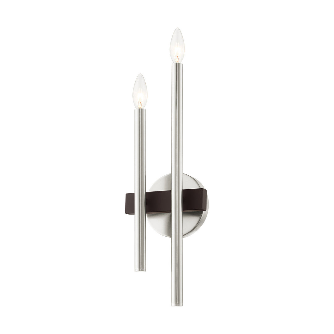 Livex Denmark 15582-91 Wall Sconce Light - Brushed Nickel w/ Bronzes