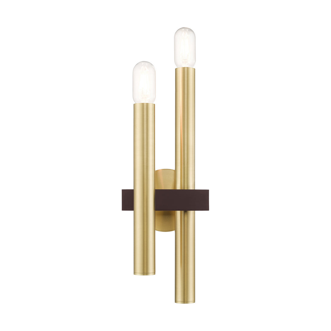 Livex Helsinki 15832-12 Wall Sconce Light - Satin Brass w/ Bronzes