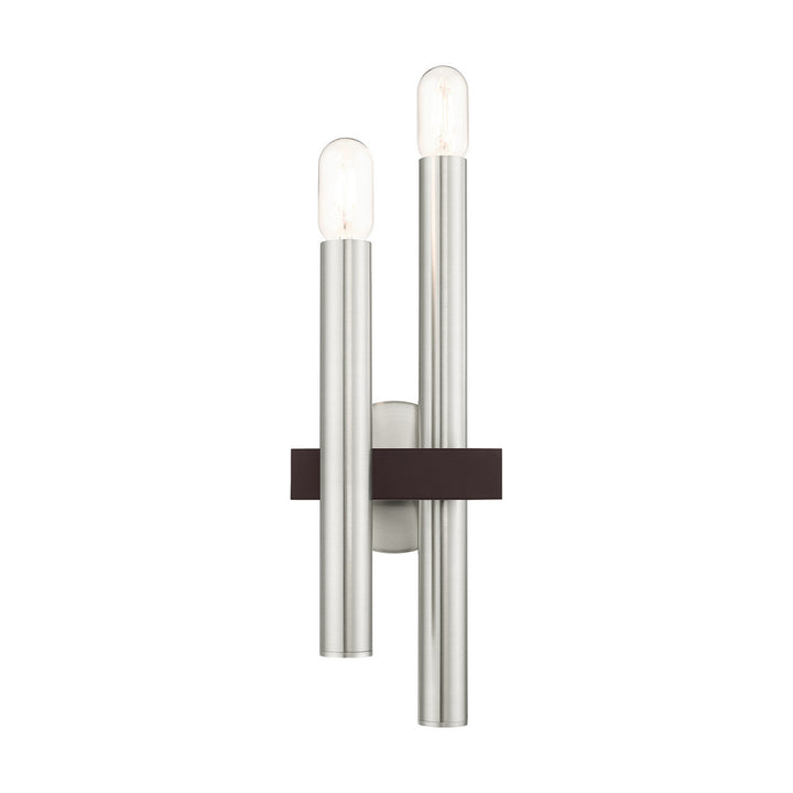 Livex Helsinki 15832-91 Wall Sconce Light - Brushed Nickel w/ Bronzes