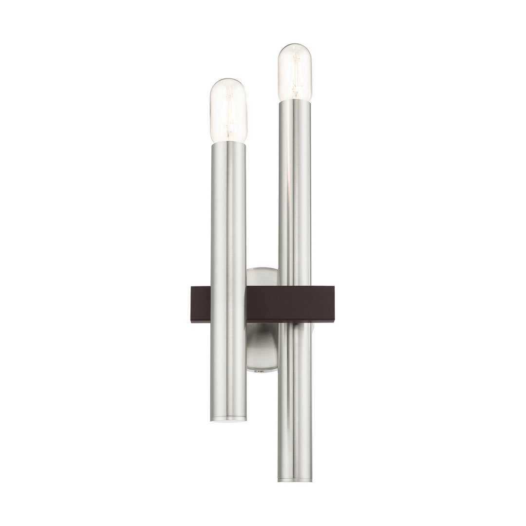 Livex Helsinki 15832-91 Wall Sconce Light - Brushed Nickel w/ Bronzes