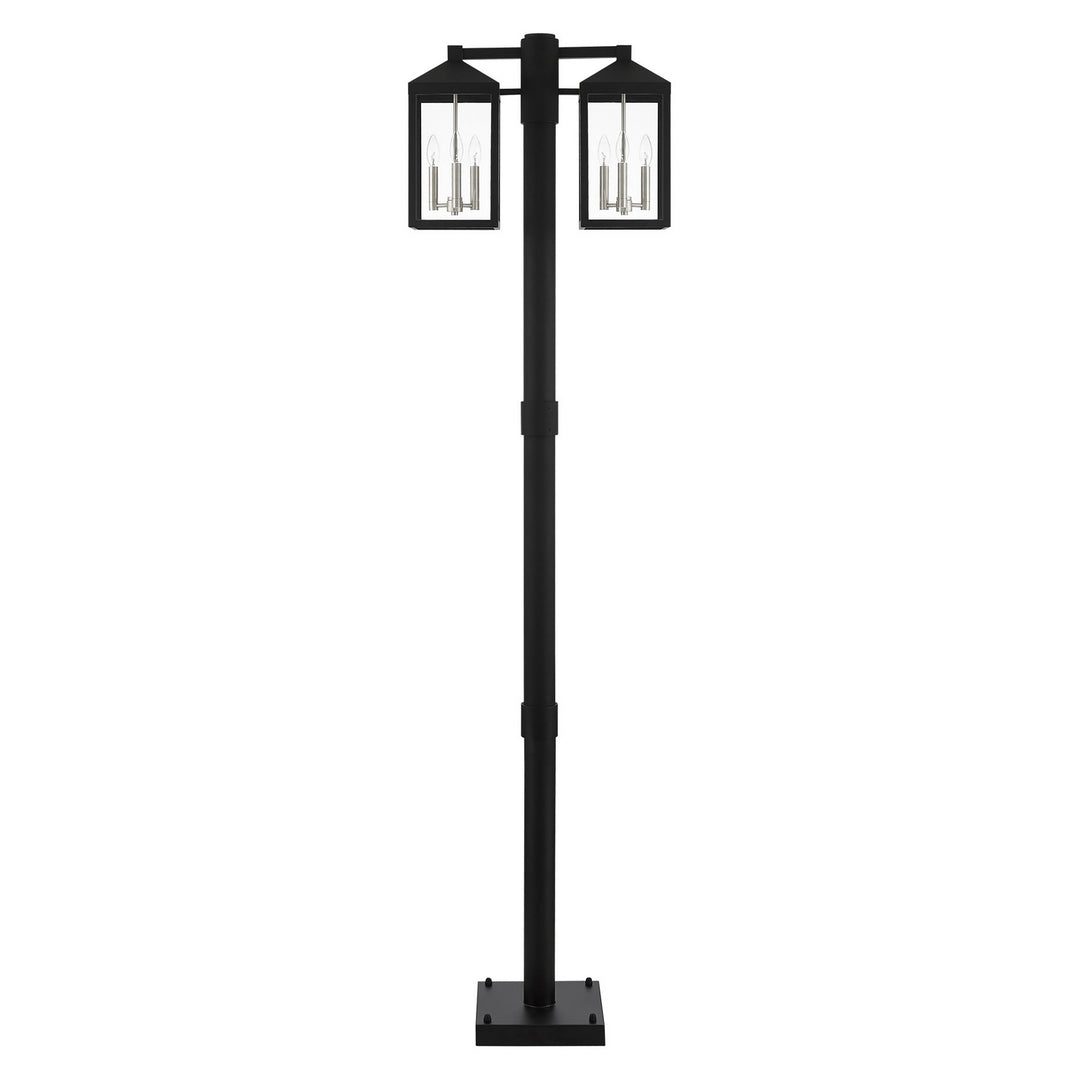 Livex Lighting 20599-04  Nyack Outdoor Black W/ Brushed Nickel Cluster And Stainless Steel Post