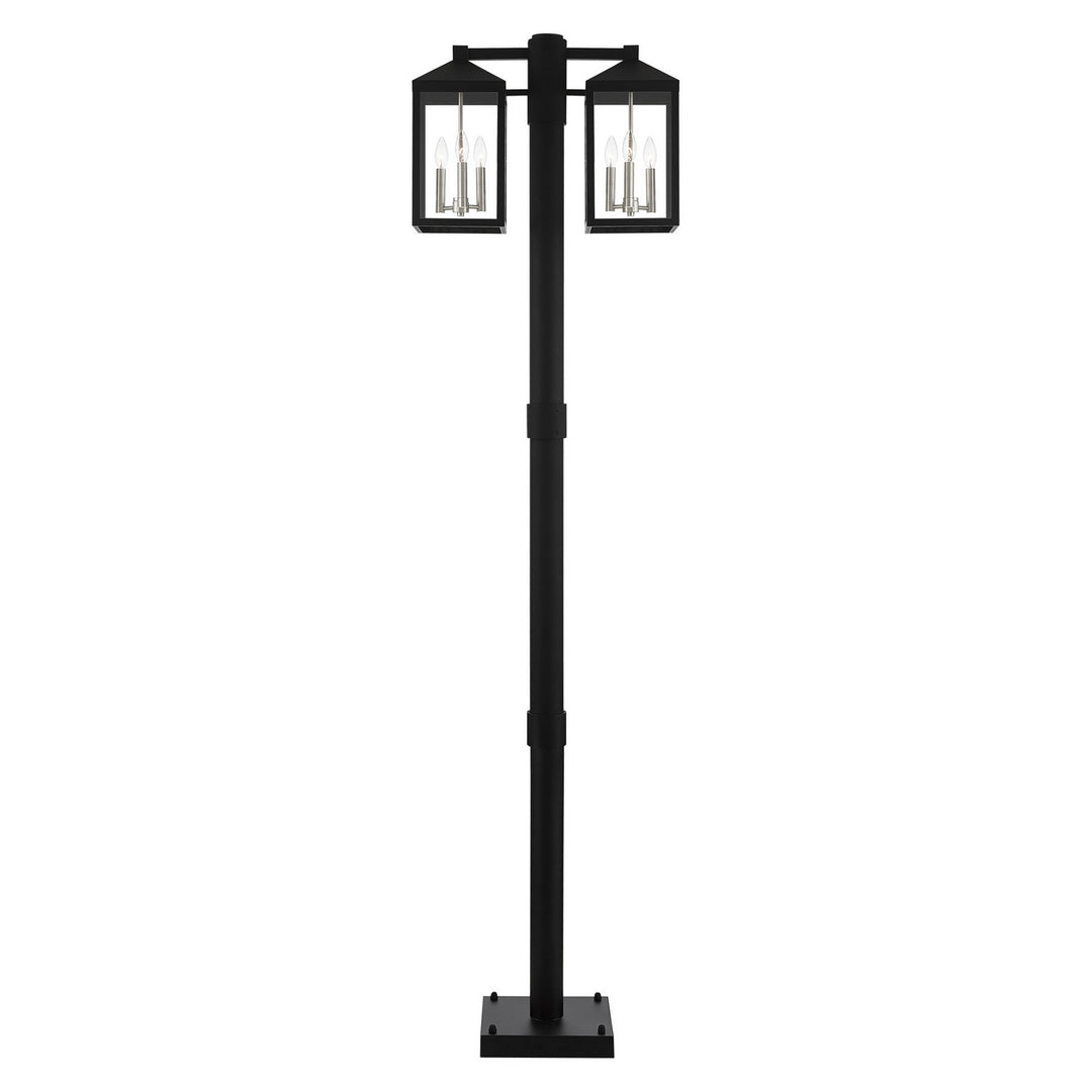 Livex Lighting 20599-04  Nyack Outdoor Black W/ Brushed Nickel Cluster And Stainless Steel Post