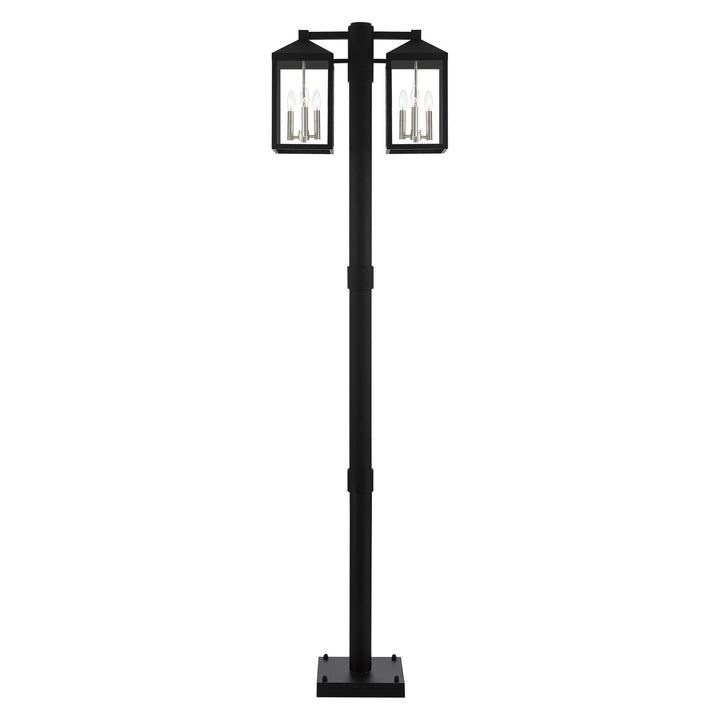 Livex Lighting 20599-04  Nyack Outdoor Black W/ Brushed Nickel Cluster And Stainless Steel Post