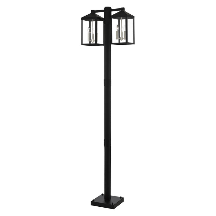 Livex Lighting 20599-04  Nyack Outdoor Black W/ Brushed Nickel Cluster And Stainless Steel Post