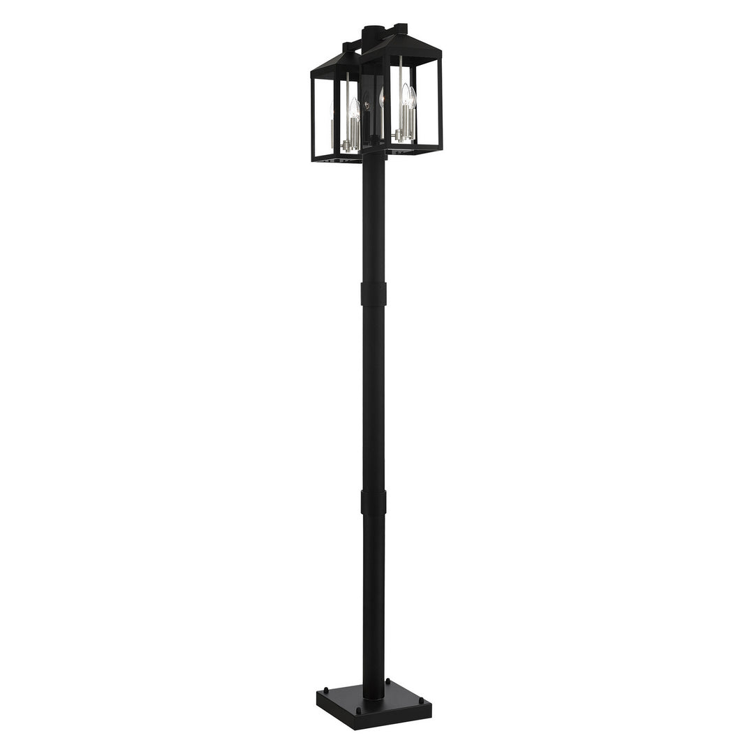 Livex Lighting 20599-04  Nyack Outdoor Black W/ Brushed Nickel Cluster And Stainless Steel Post