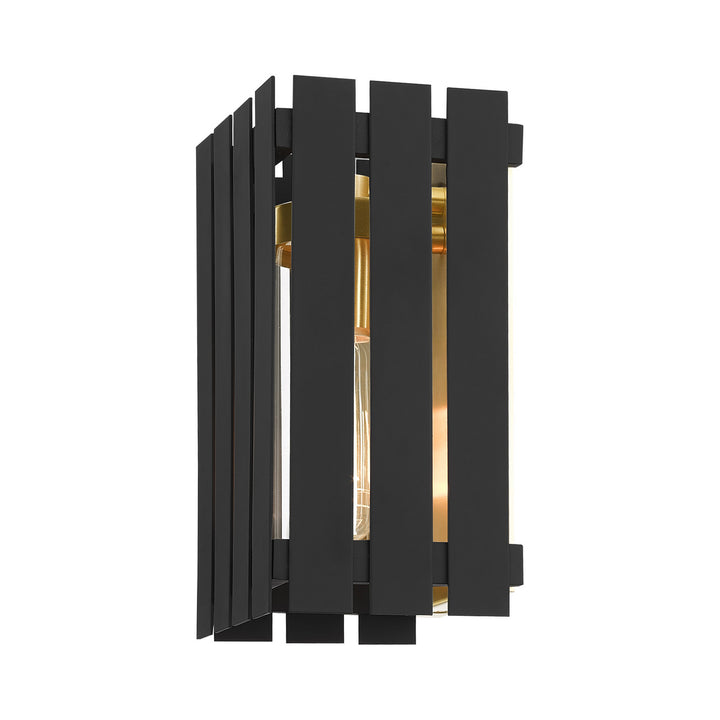 Livex Lighting 20751-04  Greenwich Outdoor Black W/ Satin Brasss
