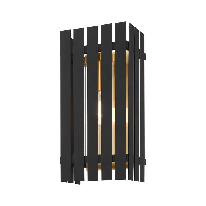Livex Lighting 20753-04  Greenwich Outdoor Black W/ Satin Brasss