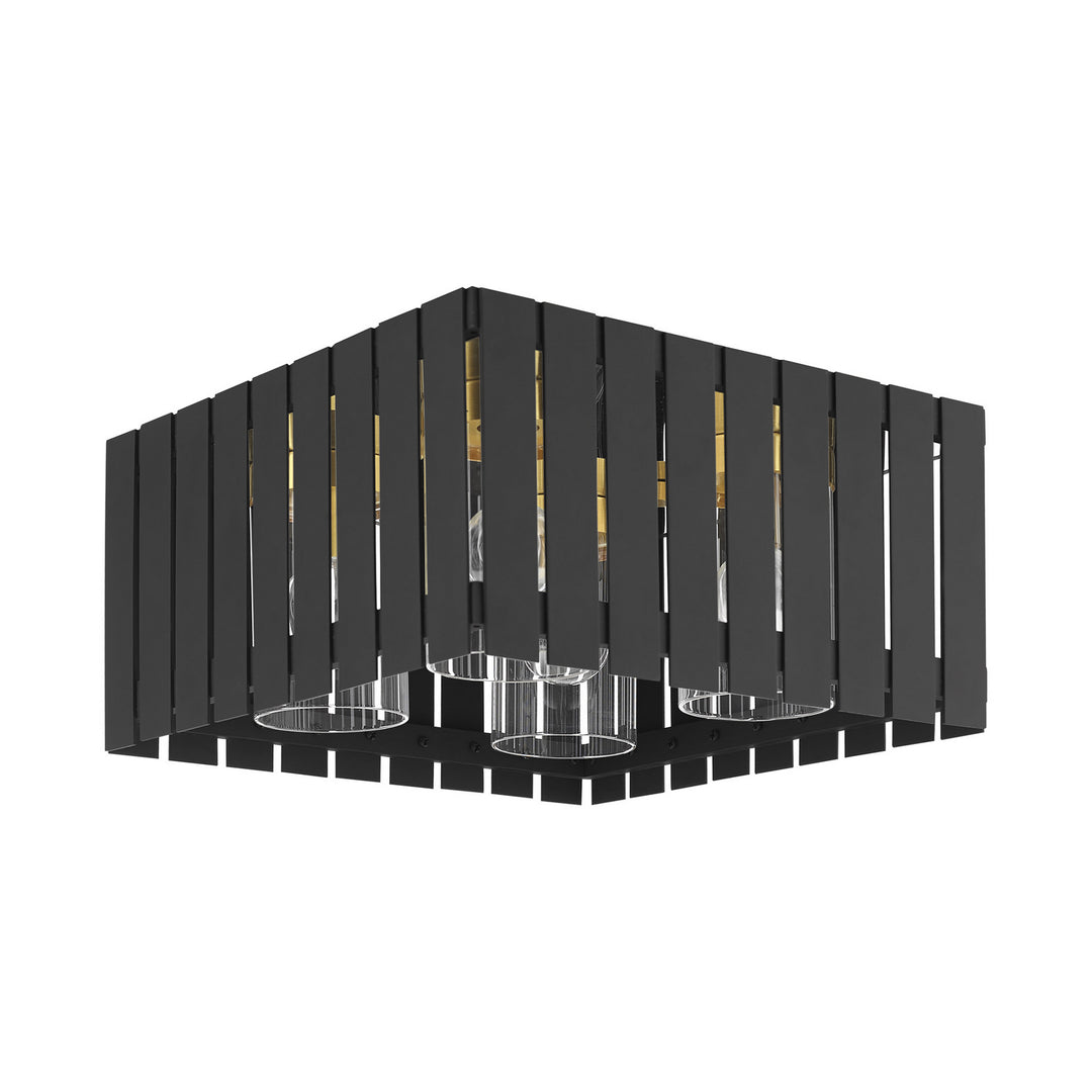 Livex Lighting 20754-04  Greenwich Outdoor Black W/ Satin Brasss