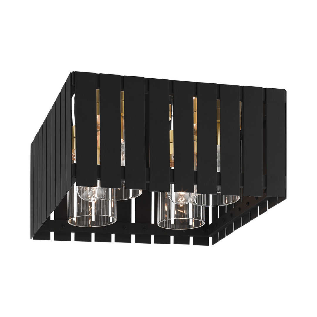 Livex Lighting 20754-04  Greenwich Outdoor Black W/ Satin Brasss