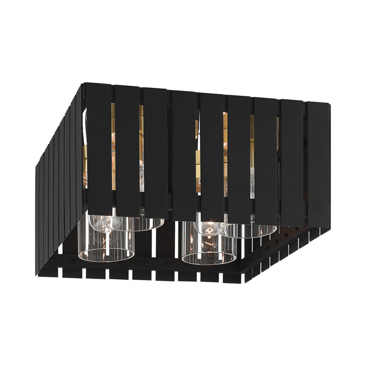 Livex Lighting 20754-04  Greenwich Outdoor Black W/ Satin Brasss