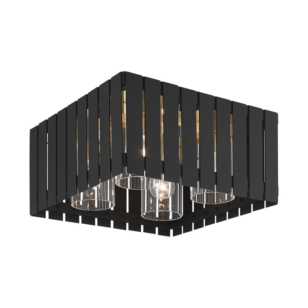 Livex Lighting 20754-04  Greenwich Outdoor Black W/ Satin Brasss