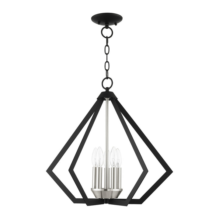 Livex Prism 40925-04 Chandelier Light - Black w/ Brushed Nickel Cluster