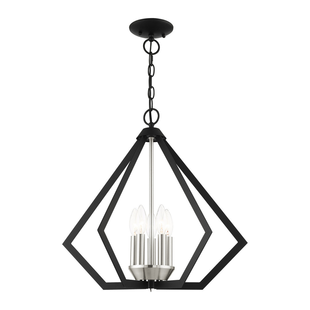 Livex Prism 40925-04 Chandelier Light - Black w/ Brushed Nickel Cluster