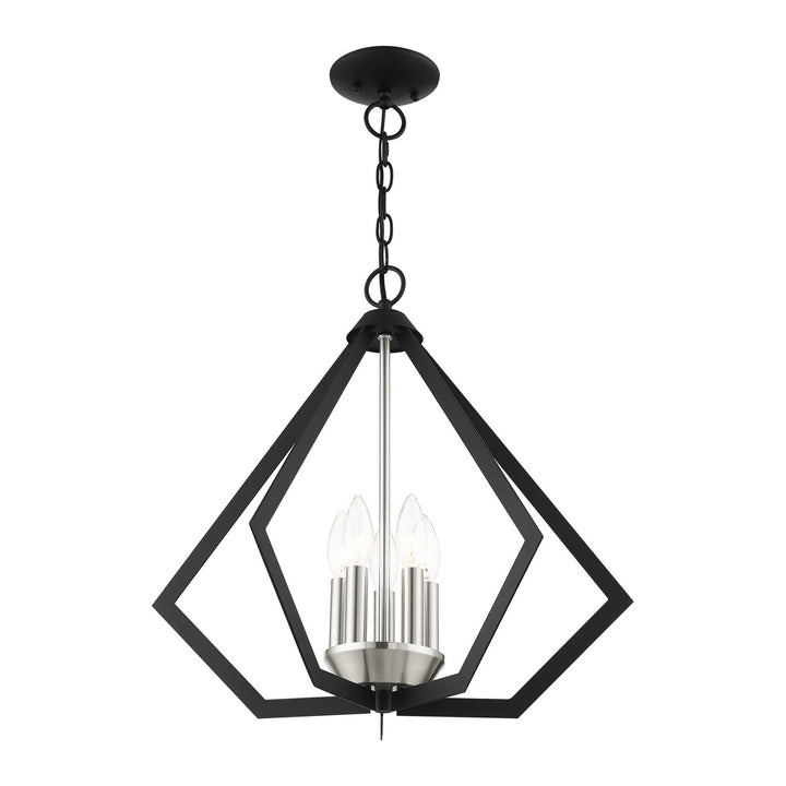 Livex Prism 40925-04 Chandelier Light - Black w/ Brushed Nickel Cluster