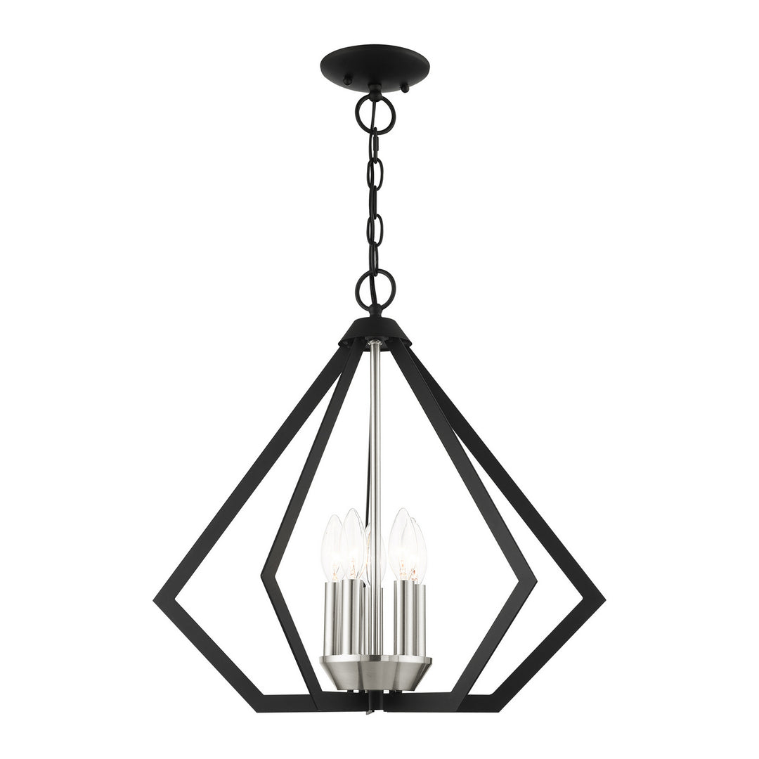 Livex Prism 40925-04 Chandelier Light - Black w/ Brushed Nickel Cluster