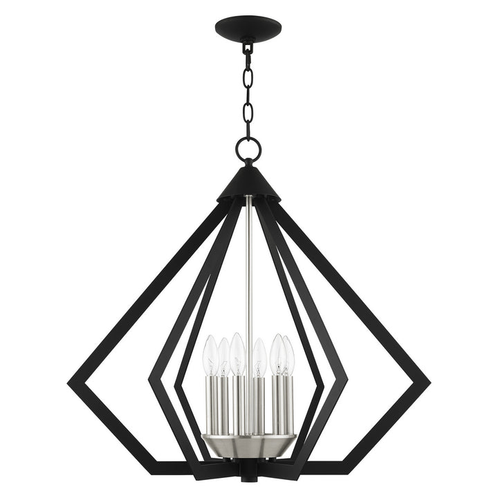 Livex Prism 40926-04 Chandelier Light - Black w/ Brushed Nickel Cluster