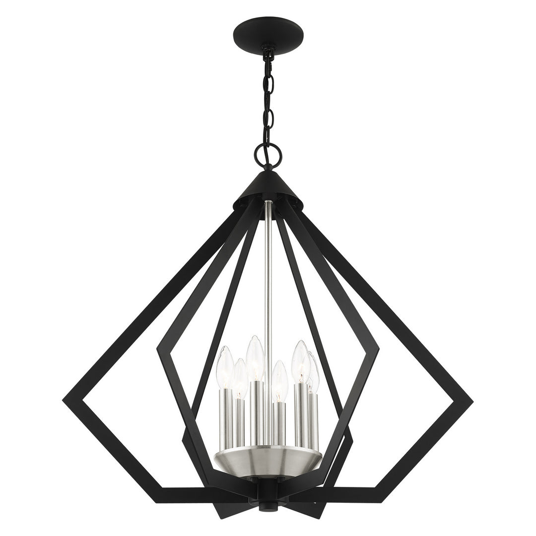 Livex Prism 40926-04 Chandelier Light - Black w/ Brushed Nickel Cluster