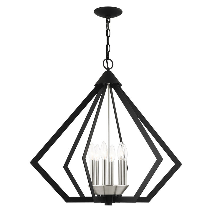 Livex Prism 40926-04 Chandelier Light - Black w/ Brushed Nickel Cluster