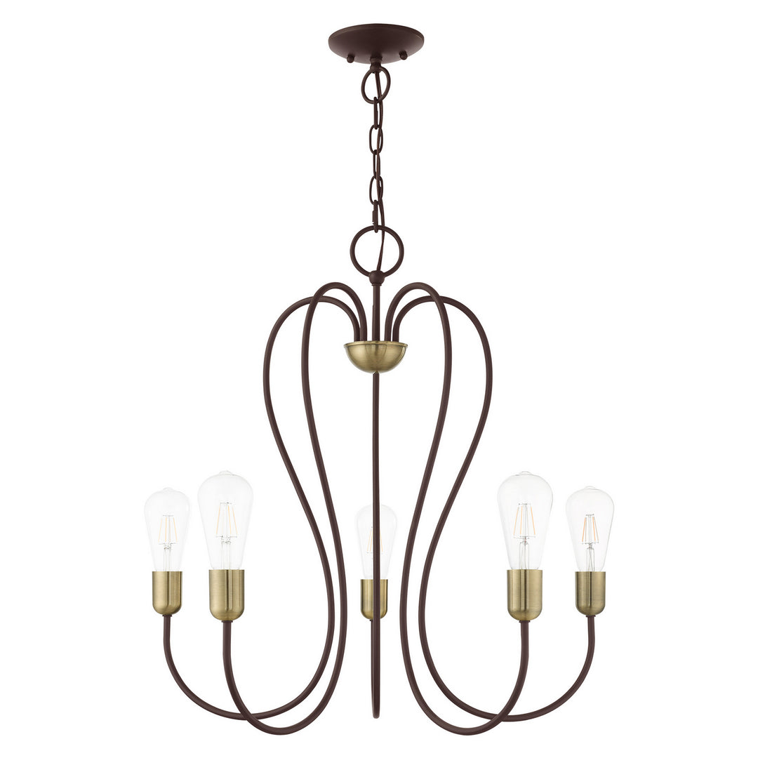 Livex Lucerne 41365-07 Chandelier Light - Bronze w/ Antique Brass