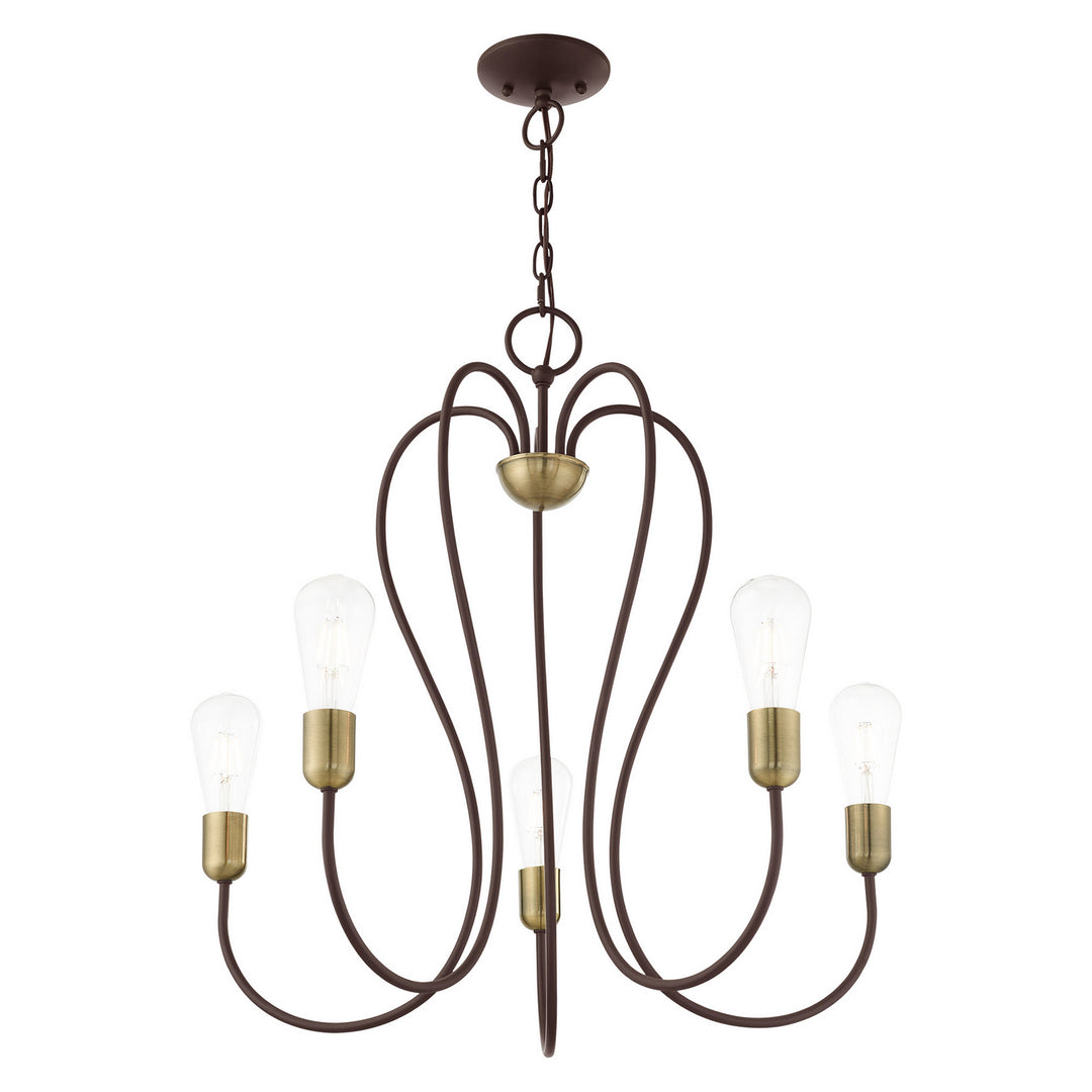 Livex Lucerne 41365-07 Chandelier Light - Bronze w/ Antique Brass