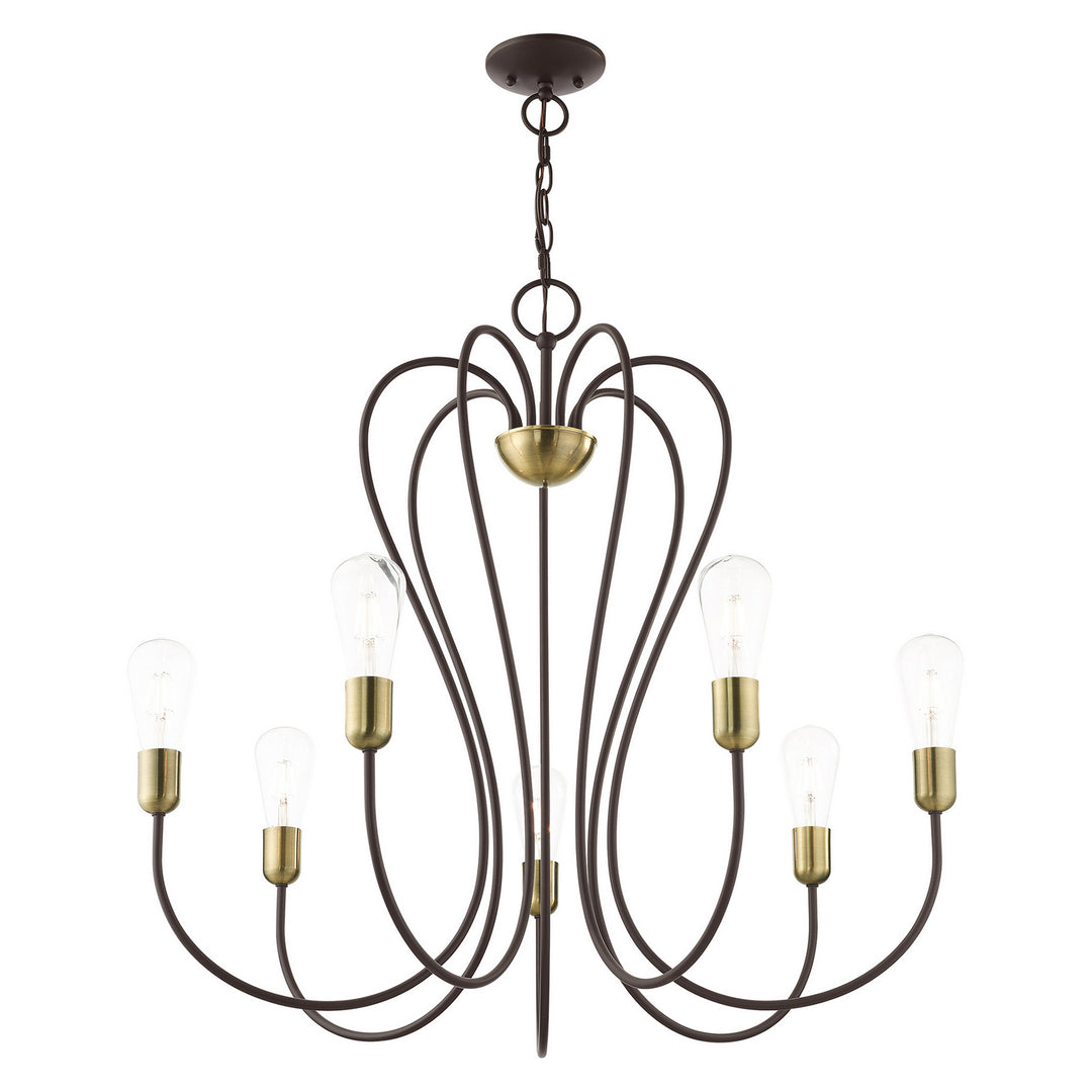 Livex Lucerne 41367-07 Chandelier Light - Bronze w/ Antique Brasss