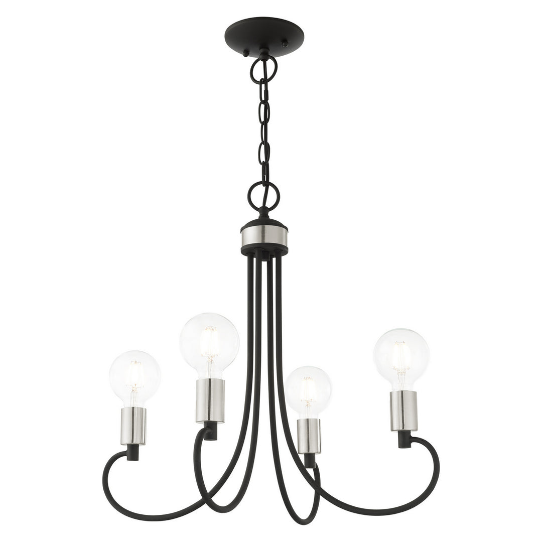 Livex Bari 42924-04 Chandelier Light - Black w/ Brushed Nickels