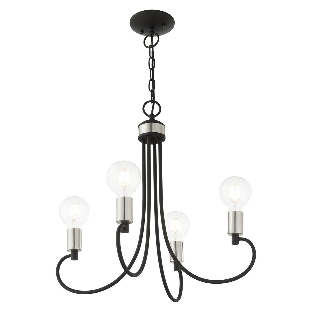 Livex Bari 42924-04 Chandelier Light - Black w/ Brushed Nickels