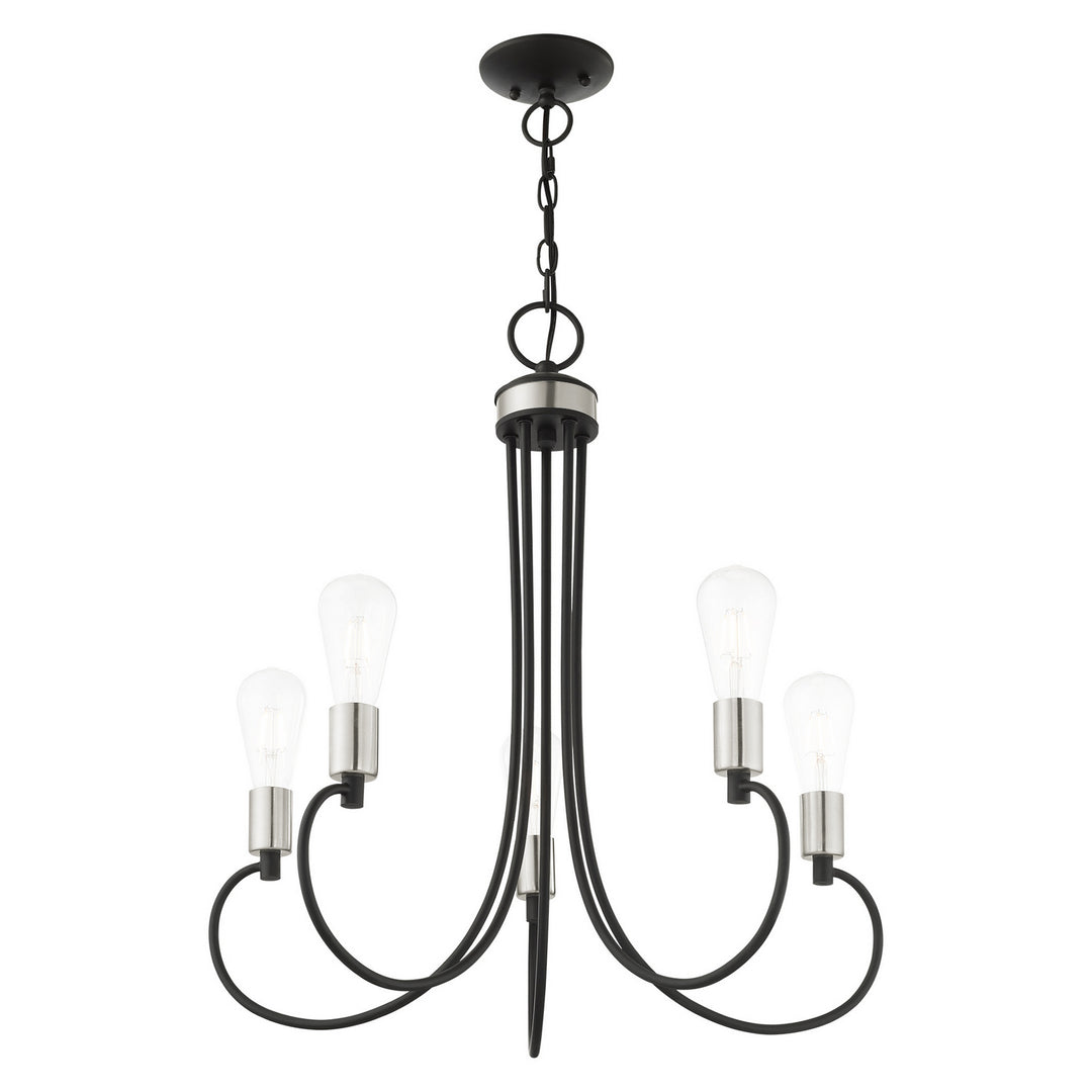 Livex Bari 42925-04 Chandelier Light - Black w/ Brushed Nickels