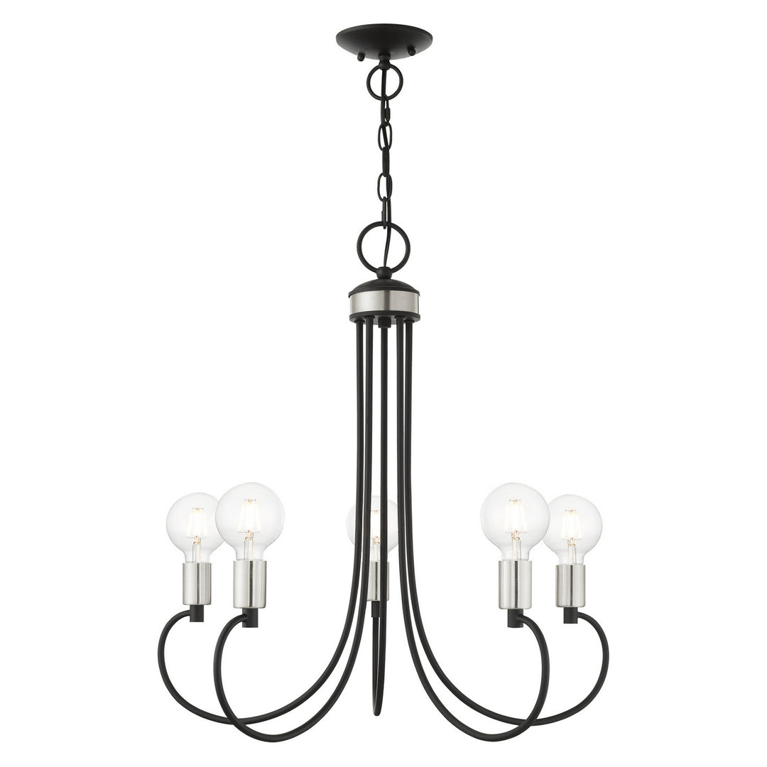 Livex Bari 42925-04 Chandelier Light - Black w/ Brushed Nickels