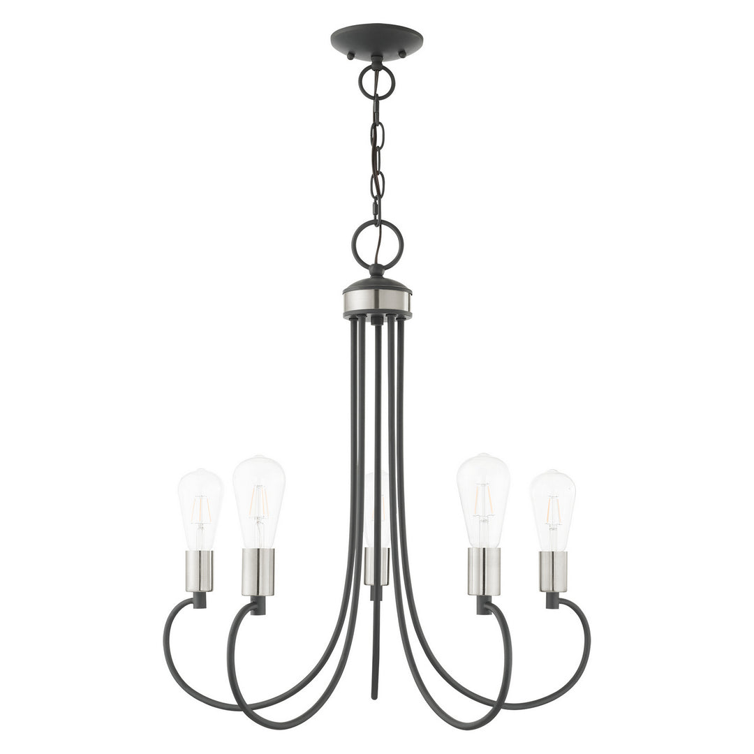 Livex Bari 42925-76 Chandelier Light - Scandinavian Gray w/ Brushed Nickels