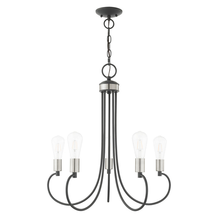 Livex Bari 42925-76 Chandelier Light - Scandinavian Gray w/ Brushed Nickels