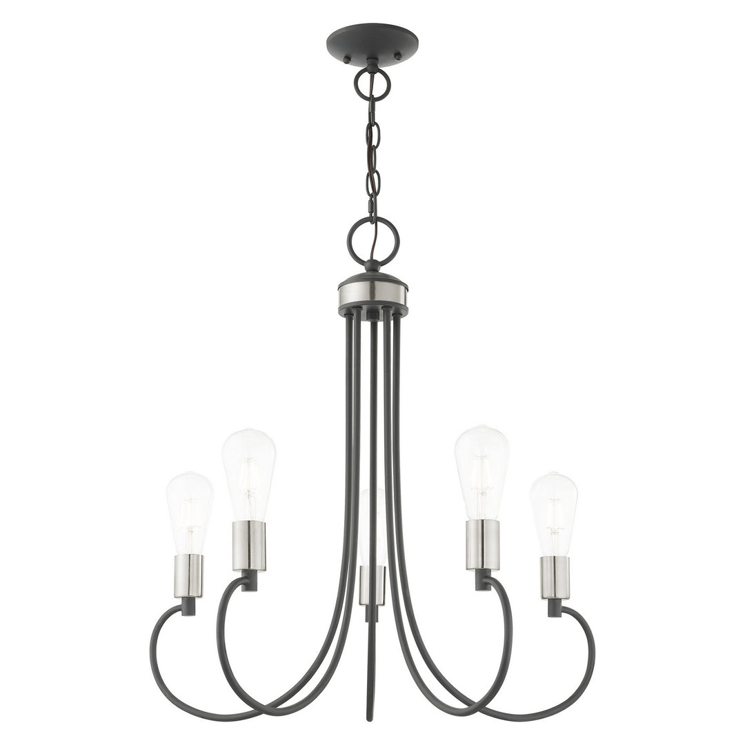 Livex Bari 42925-76 Chandelier Light - Scandinavian Gray w/ Brushed Nickels