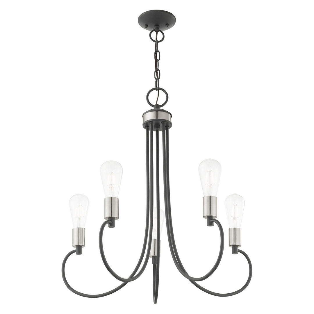 Livex Bari 42925-76 Chandelier Light - Scandinavian Gray w/ Brushed Nickels