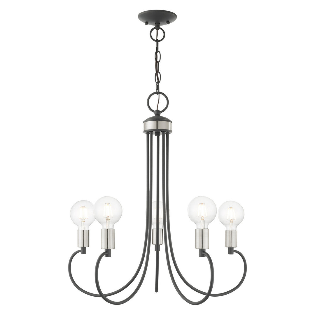 Livex Bari 42925-76 Chandelier Light - Scandinavian Gray w/ Brushed Nickels