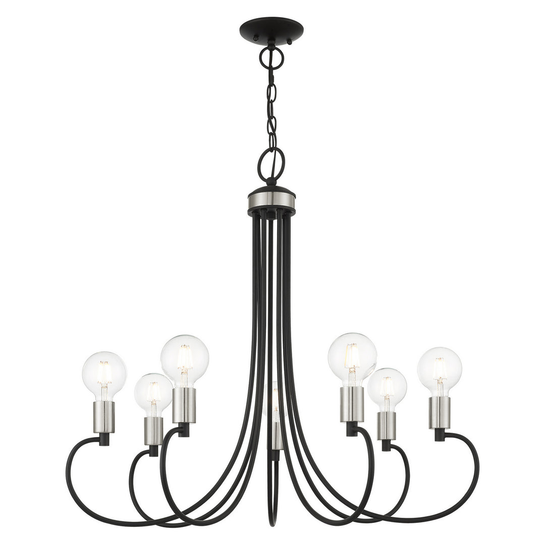 Livex Bari 42927-04 Chandelier Light - Black w/ Brushed Nickels