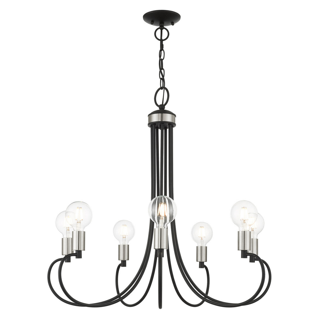 Livex Bari 42927-04 Chandelier Light - Black w/ Brushed Nickels