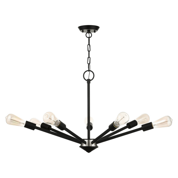 Livex Prague 45837-04 Chandelier Light - Black with Brushed Nickel Accents