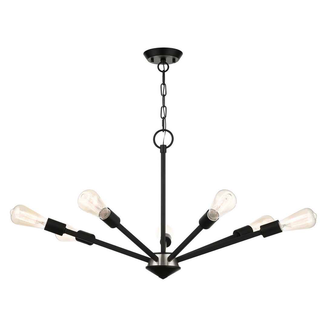 Livex Prague 45837-04 Chandelier Light - Black with Brushed Nickel Accents